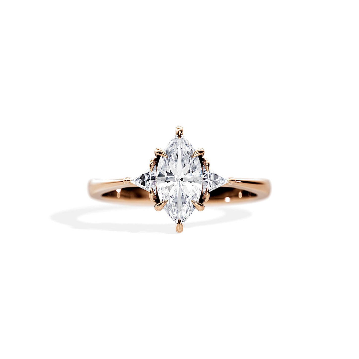 1.0 CT Marquise Cut Moissanite Three Stone Style Engagement Ring