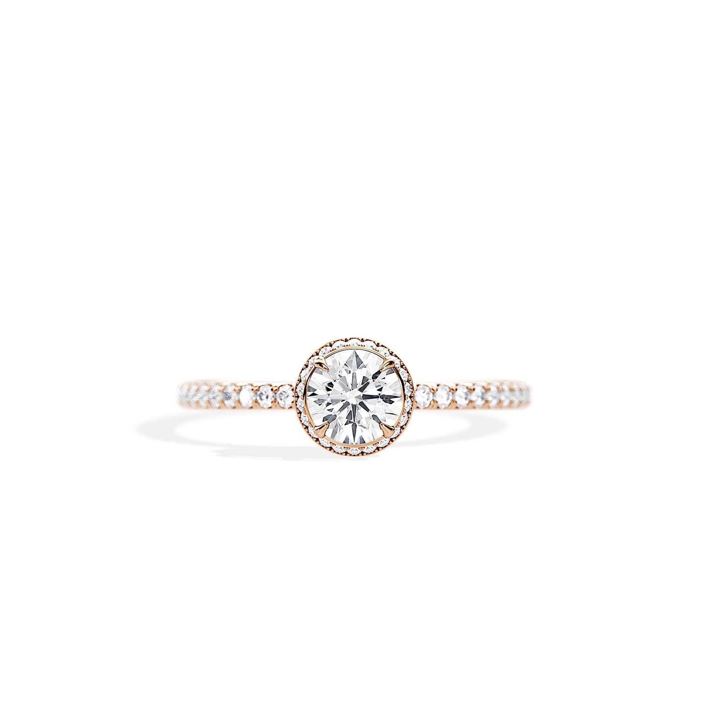 0.50 CT Hidden Halo Round Cut Moissanite Pave Engagement Ring