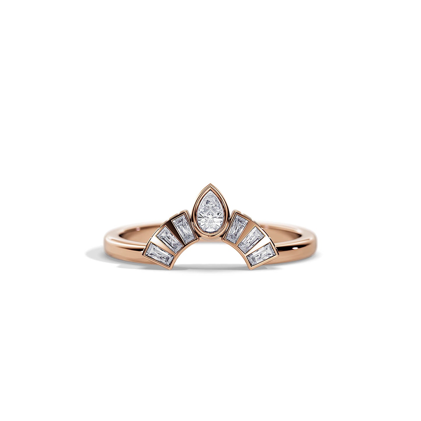 0.35 TCW Pear / Baguette Crown Moissanite Wedding Band