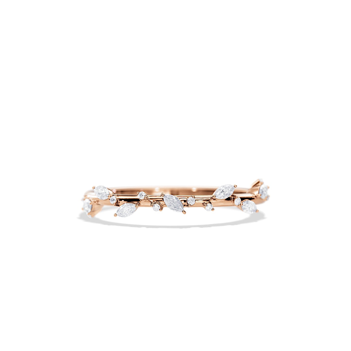 0.25 TCW Round Leaf Style Wedding Band