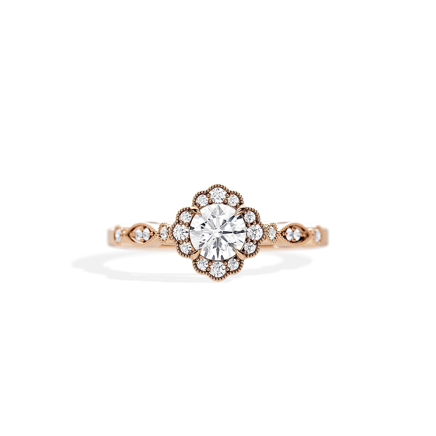 0.50 CT Round Cut Moissanite Halo Engagement Ring