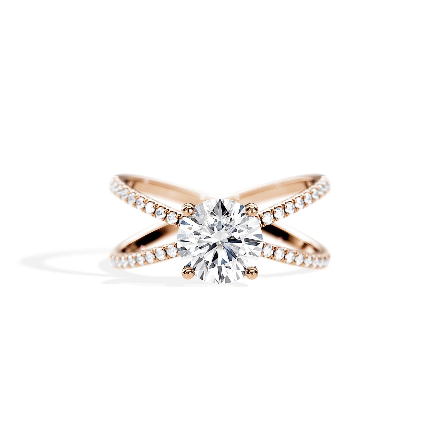 1.50 CT Round Cut Moissanite Criss Cross Engagement Ring