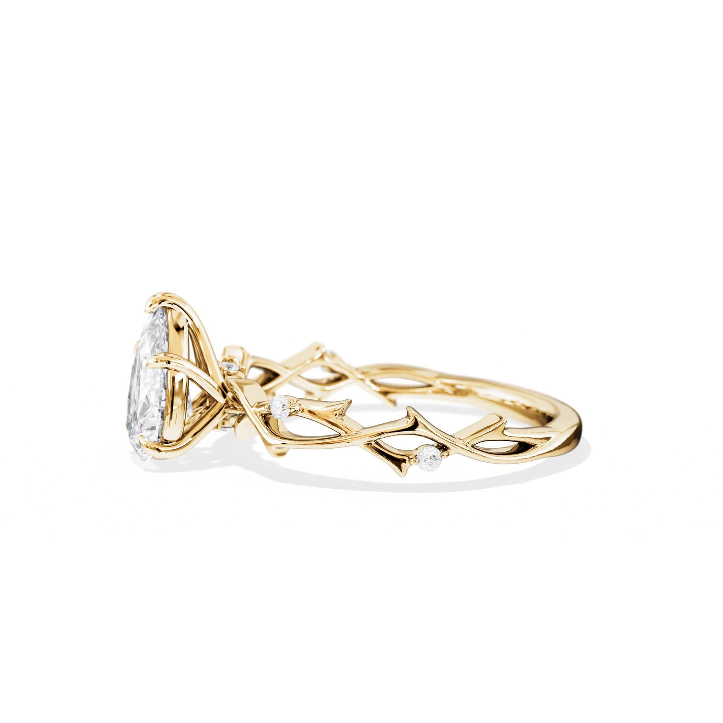1.50 CT Pear Cut Moissanite Twig Setting Engagement Ring
