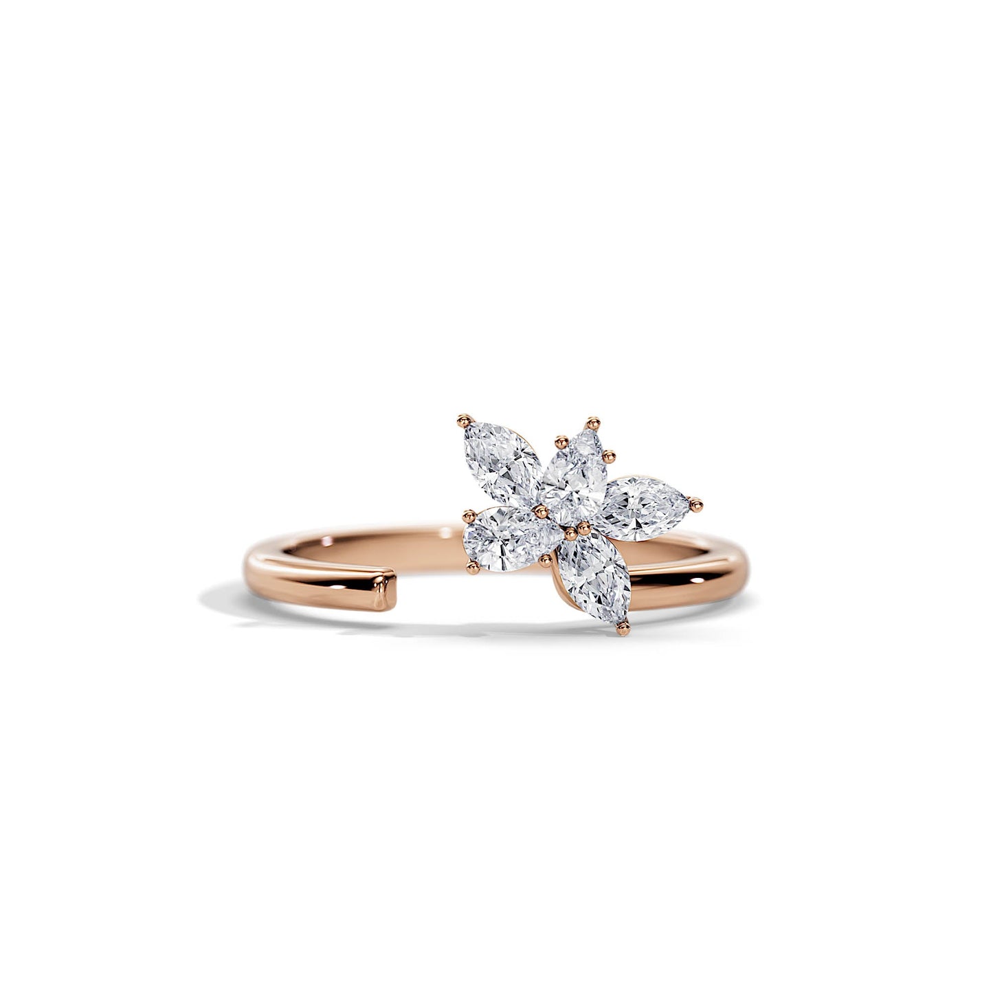 0.75 TCW Marquise / Pear Curved Moissanite Wedding Band