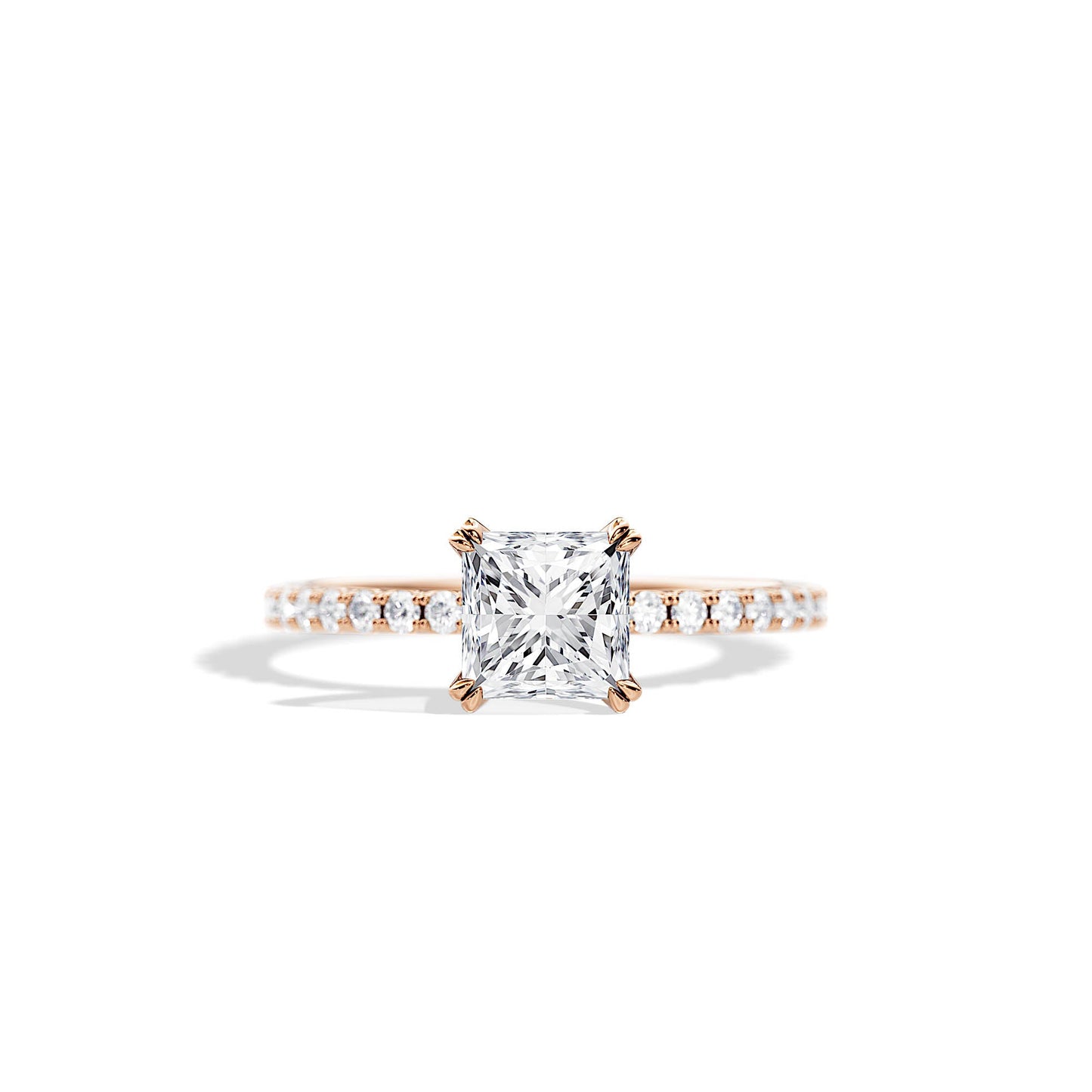 1.20 CT Princess Cut Moissanite Pave Setting Engagement Ring