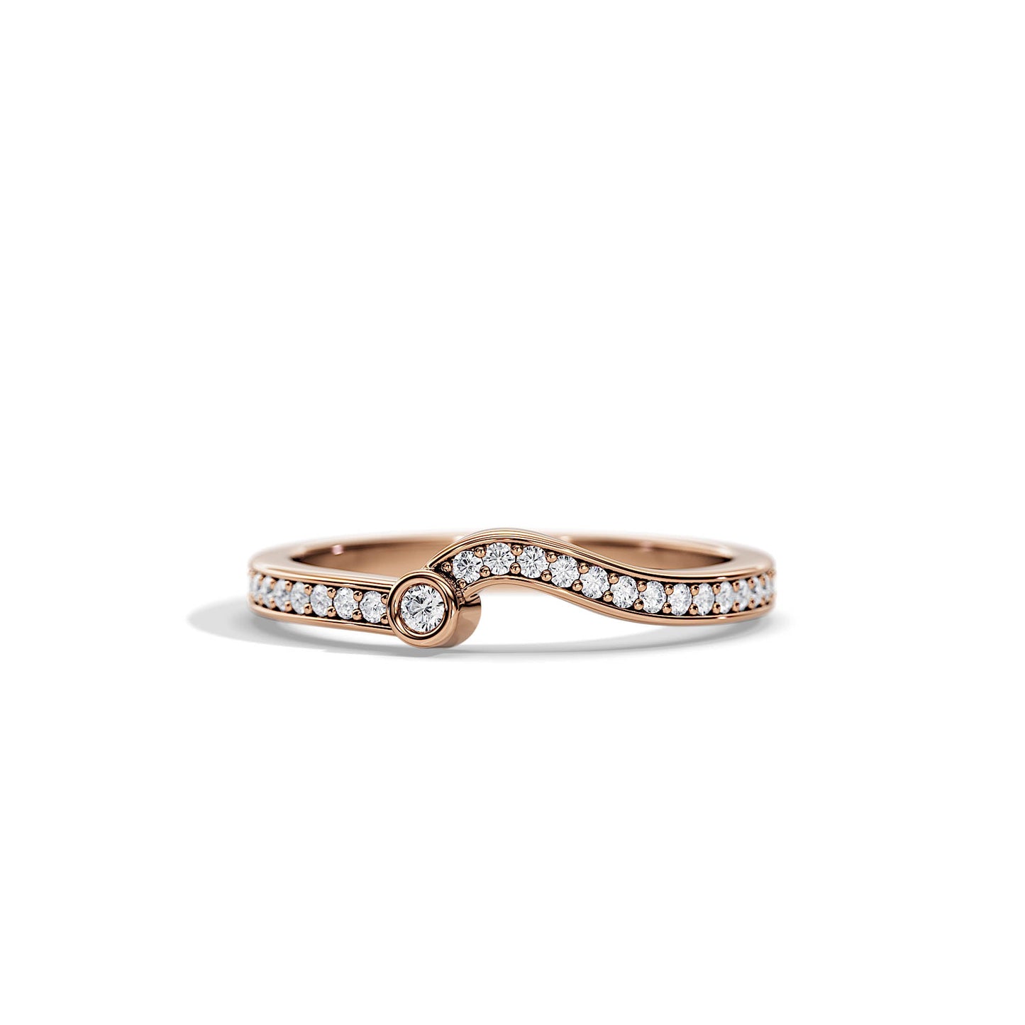 0.20 TCW Round Wave Pave Moissanite Wedding Band