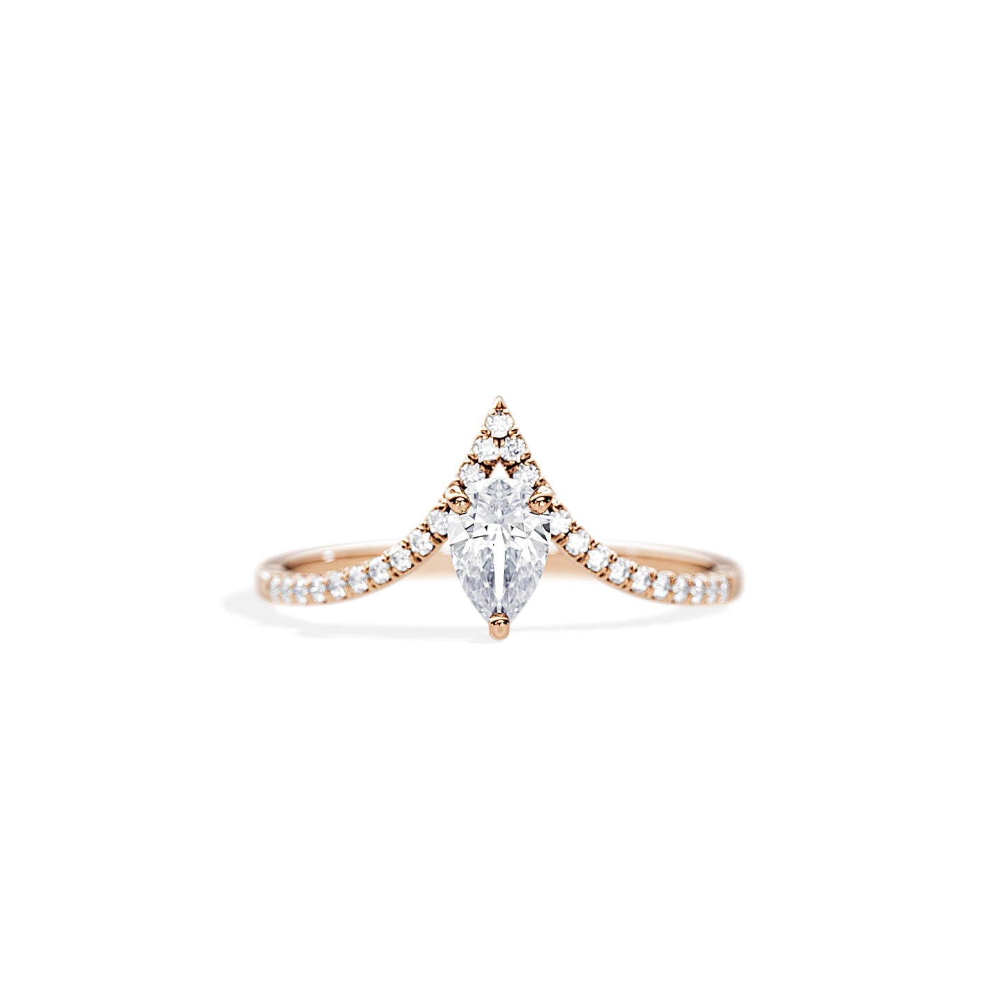 0.50 CT Pear Cut Moissanite Chevron Setting Engagement Ring