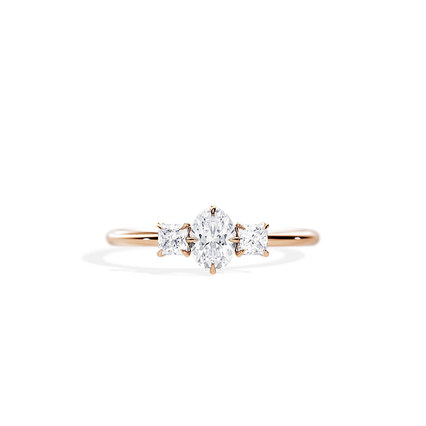 0.50 CT Oval Cut Moissanite Three Stone Engagement Ring