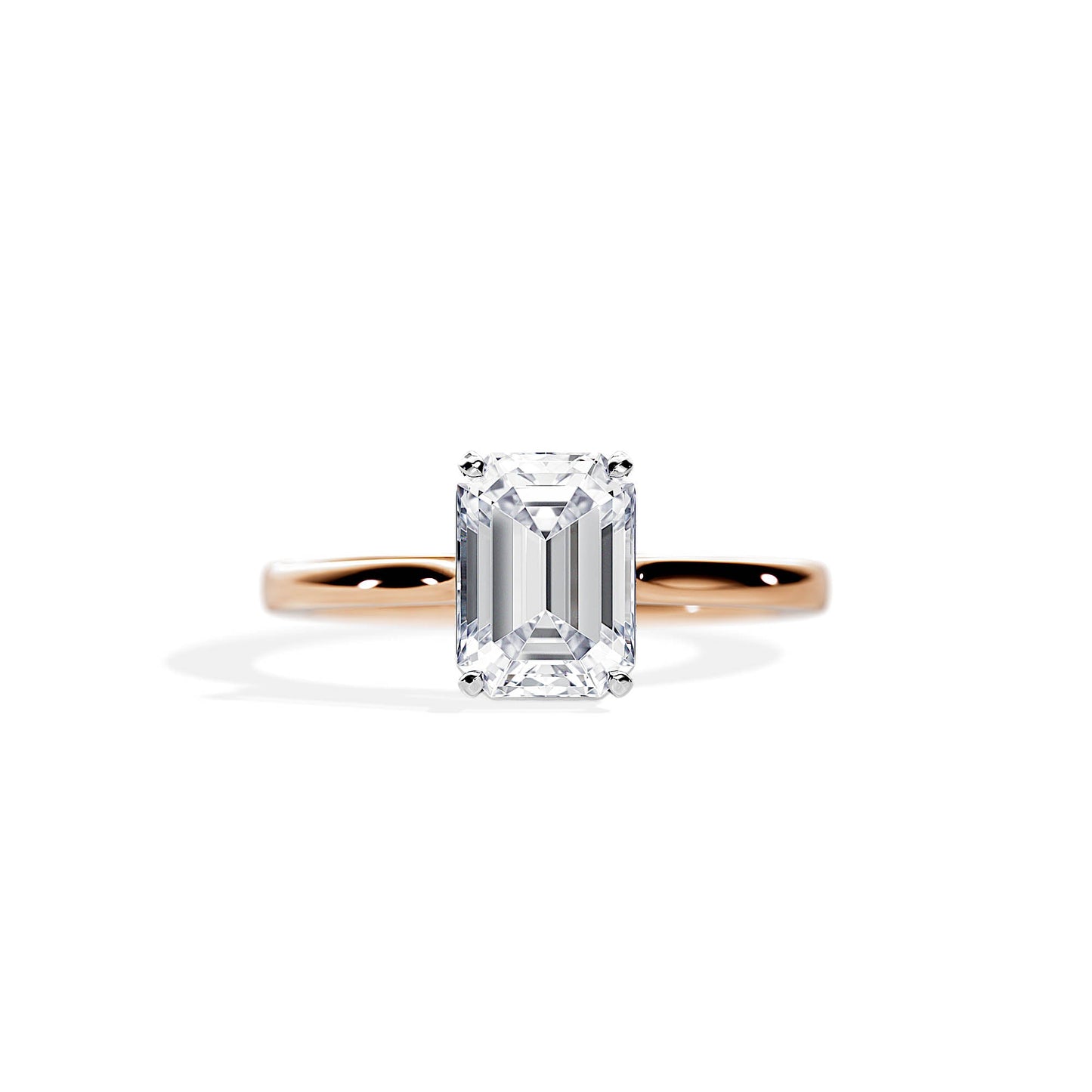 2.50 CT Emerald Cut Hidden Halo Moissanite Engagement Ring