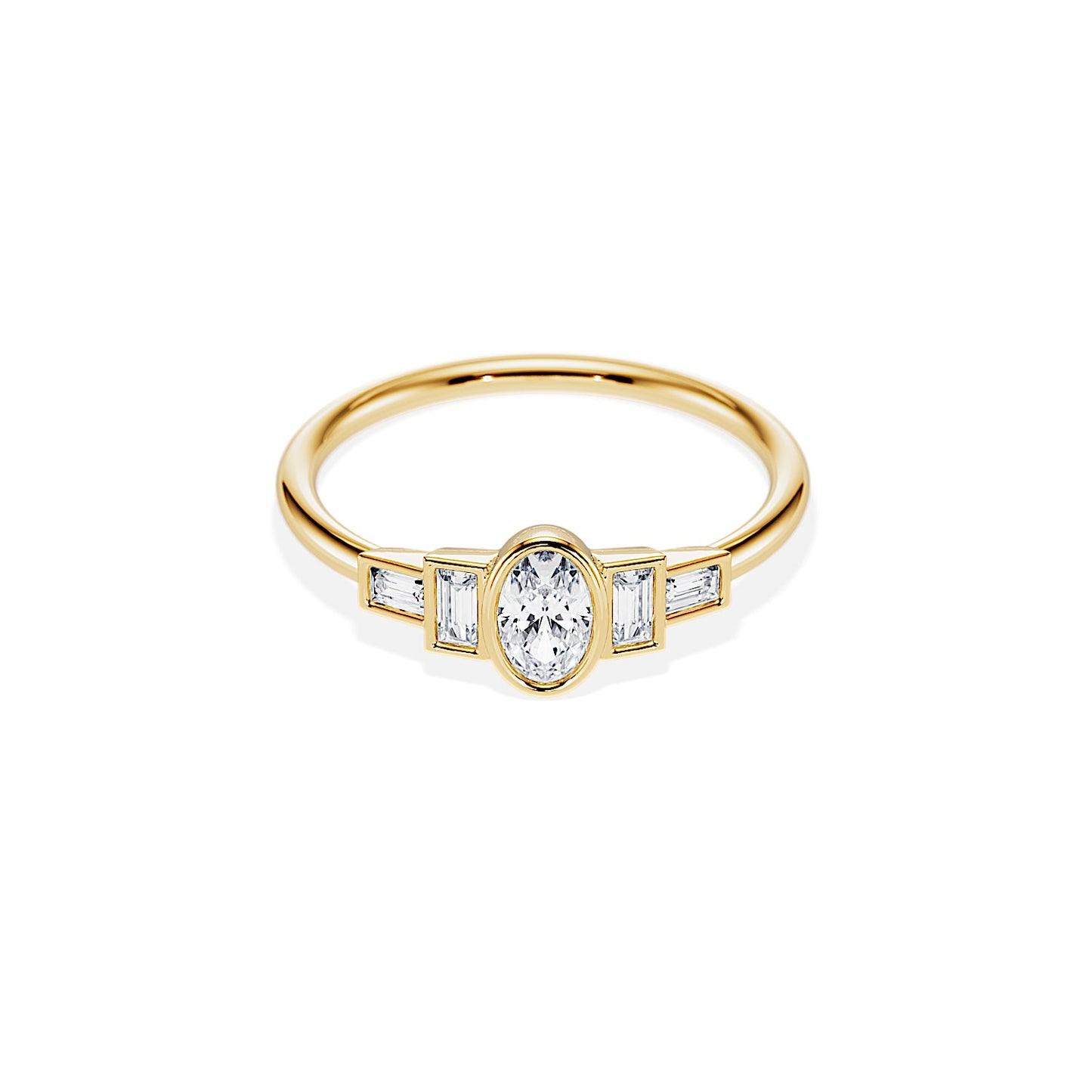1.50 CT Oval Cut Moissanite Five Stone Setting Engagement Ring