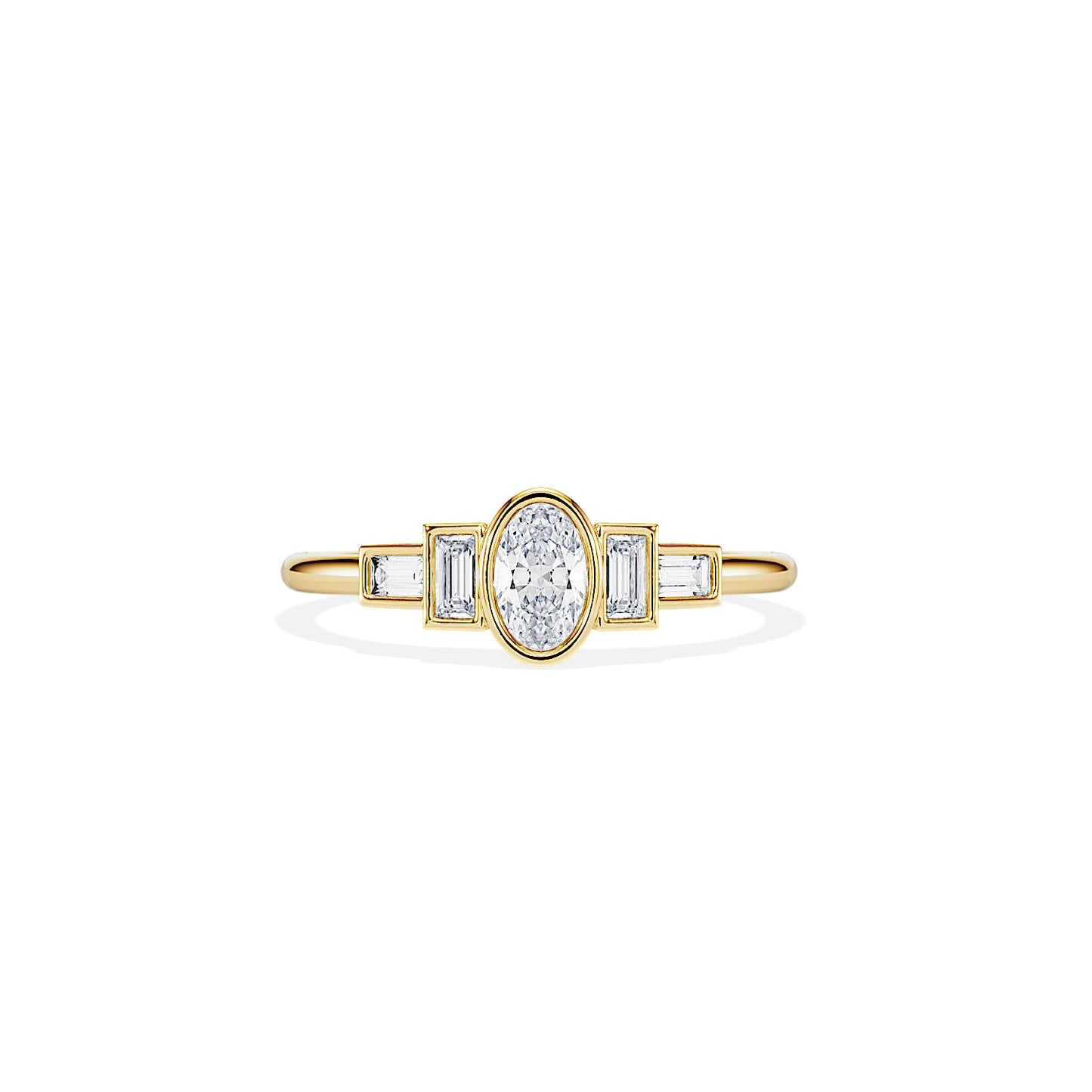 1.50 CT Oval Cut Moissanite Five Stone Setting Engagement Ring