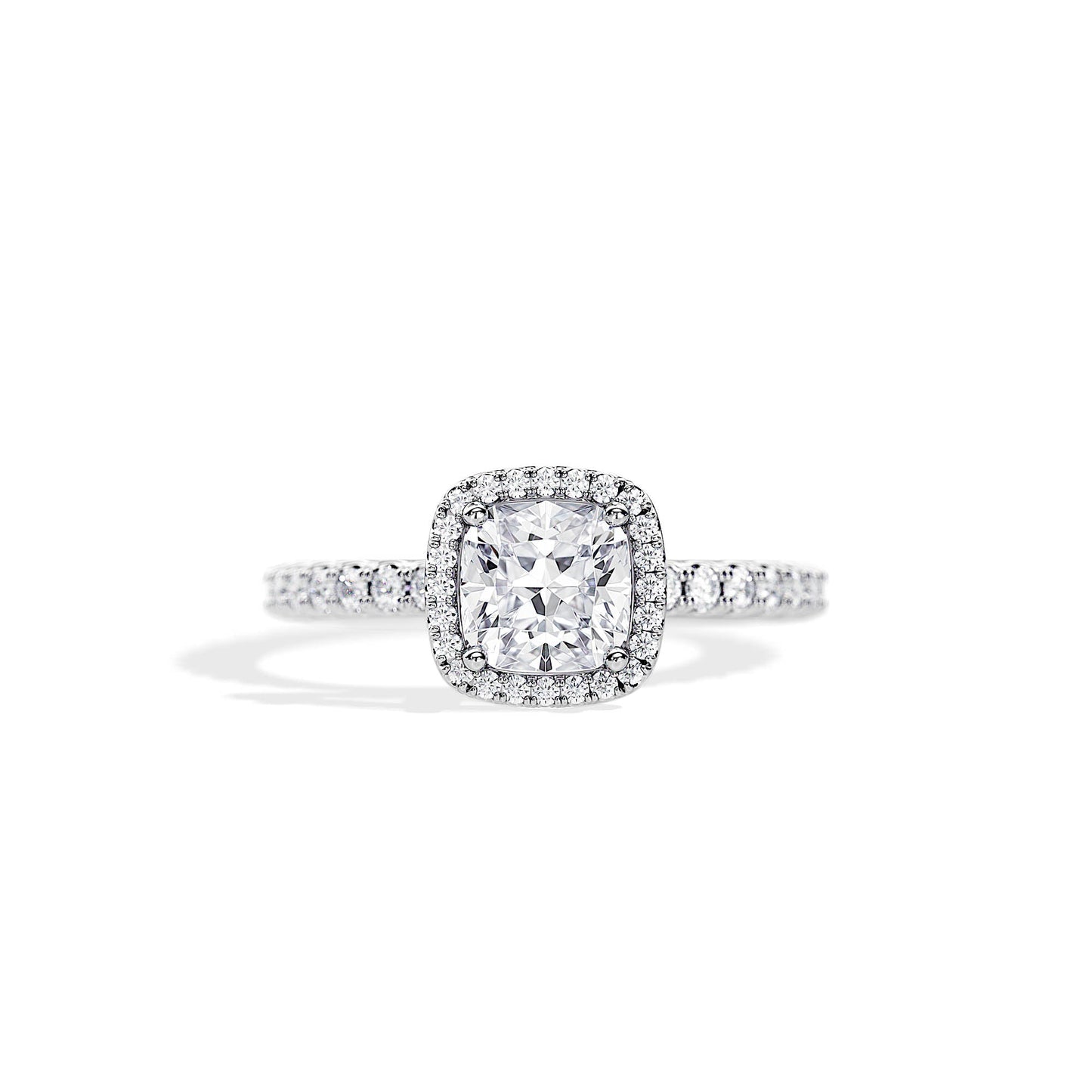 1.0 CT Cushion Cut Moissanite Halo & Pave Engagement Ring