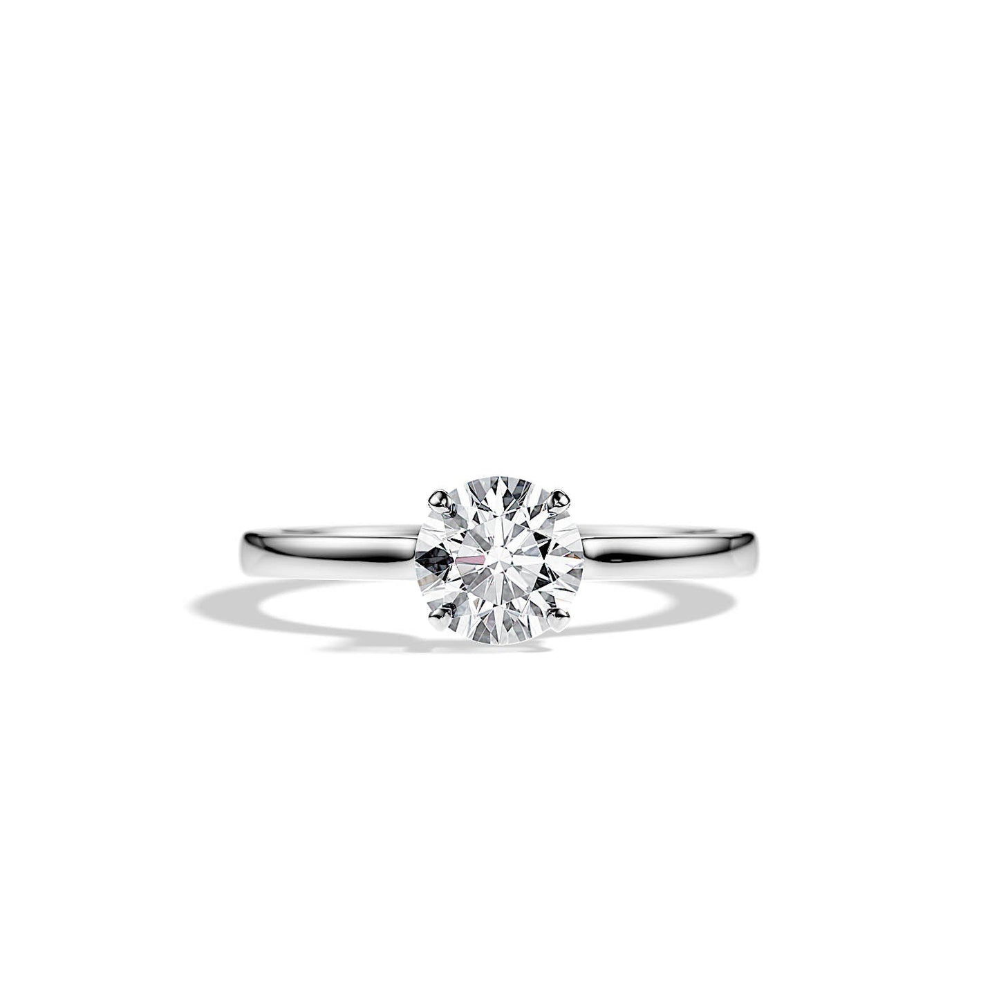 1.0 CT Round Cut Moissanite Hidden Halo Engagement Ring