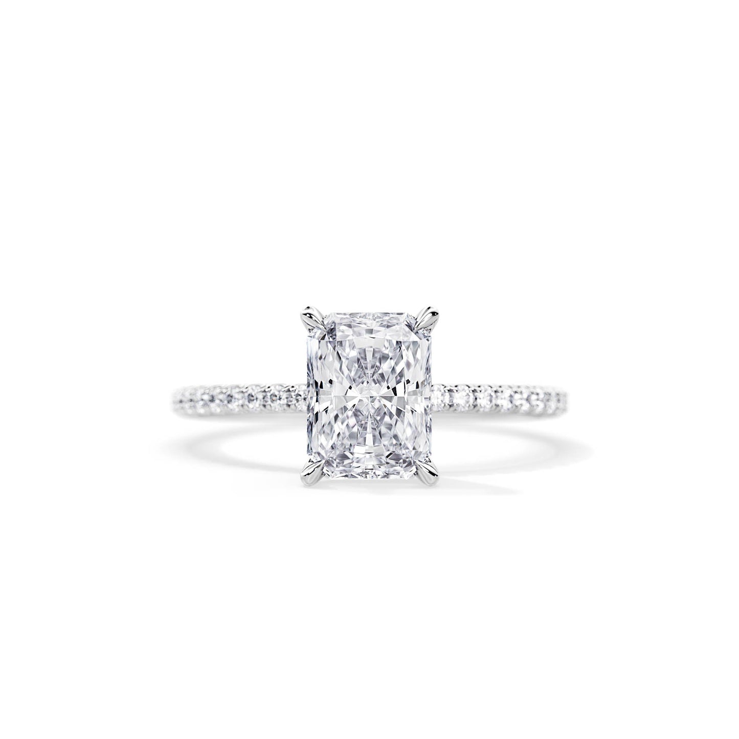 1.80 CT Radiant Cut Moissanite Hidden halo & Pave Engagement Ring