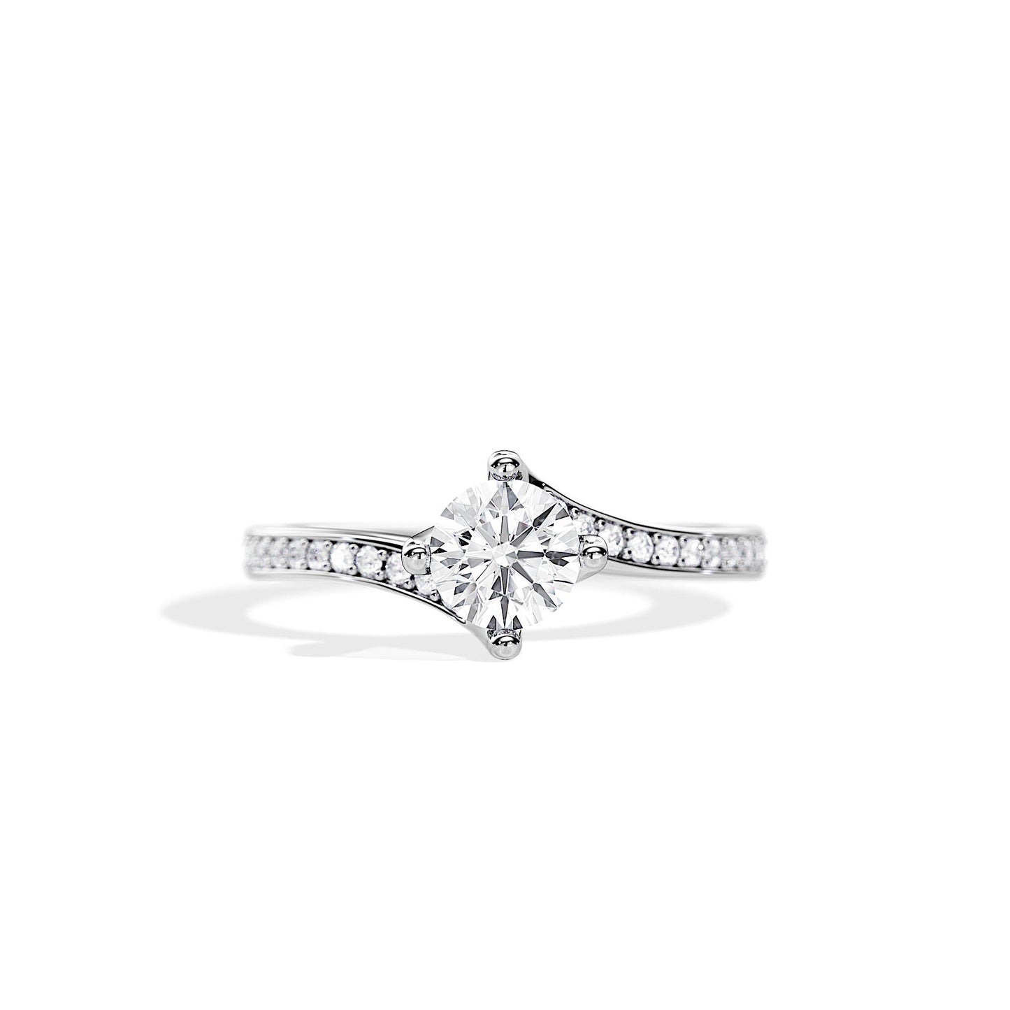 1.0 CT Round Cut Moissanite Prong Setting Engagement Ring