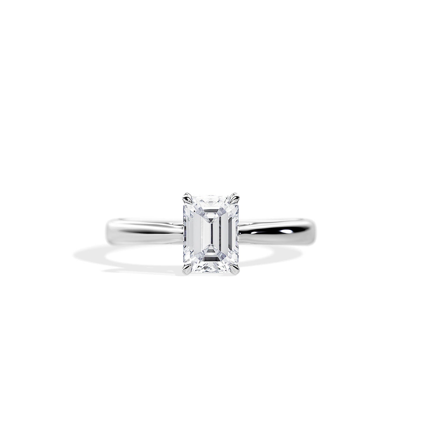 1.0 CT Emerald Moissanite Solitaire Engagement Ring