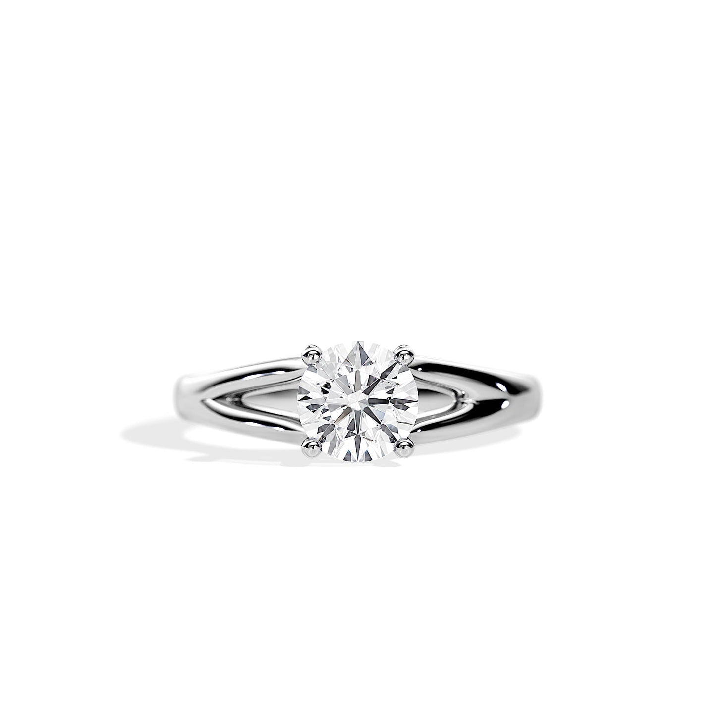 1.0 CT Round Moissanite Split Shank Style Engagement Ring