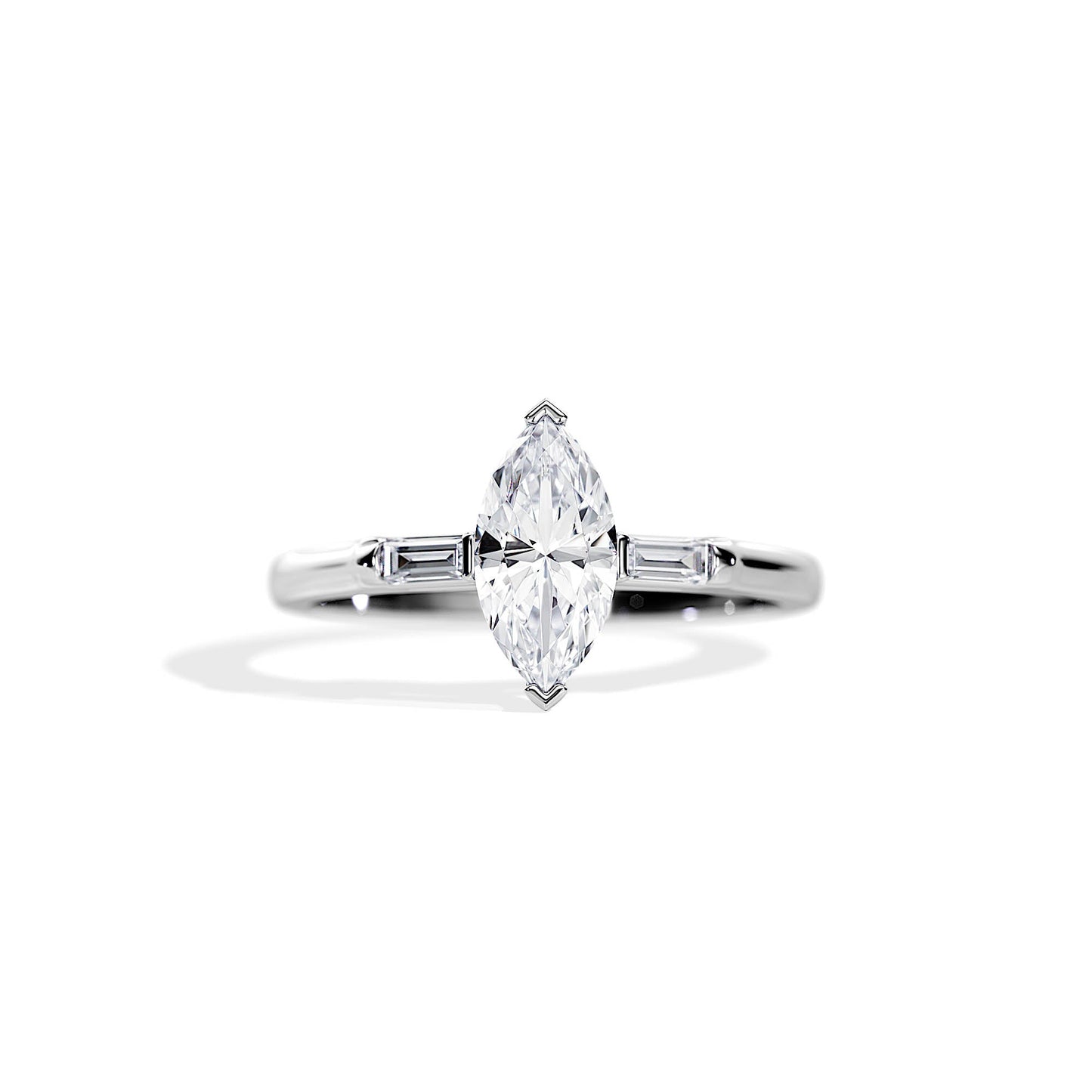 1.0 CT Three Stone Marquise Cut Moissanite Engagement Ring