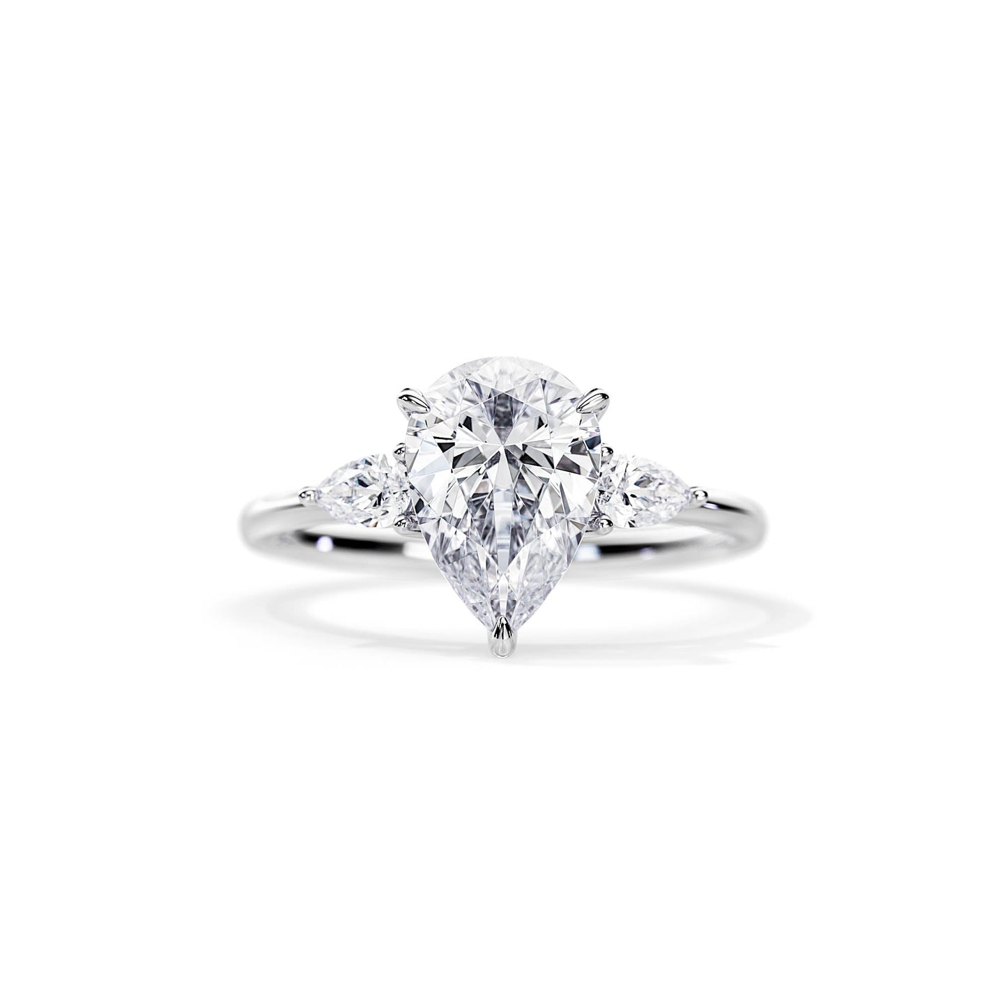 3.0 CT Three Stone Pear Cut Moissanite Engagement Ring