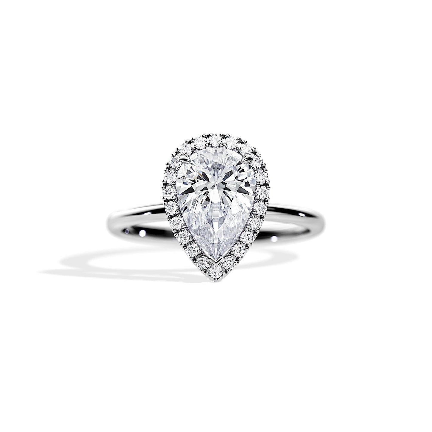 2.10 CT Pear Cut Moissanite Halo Engagement Ring