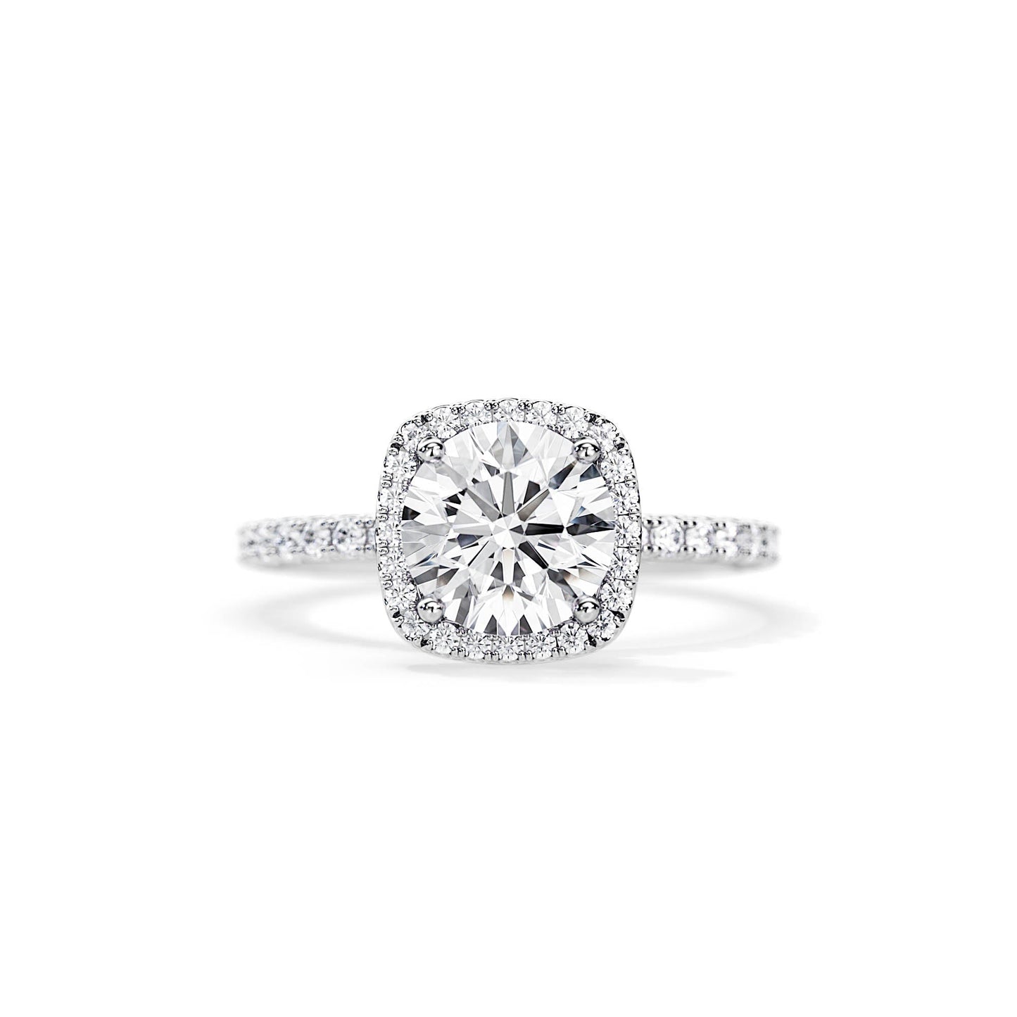 2.0 CT Round Cut Moissanite Halo & Pave Engagement Ring