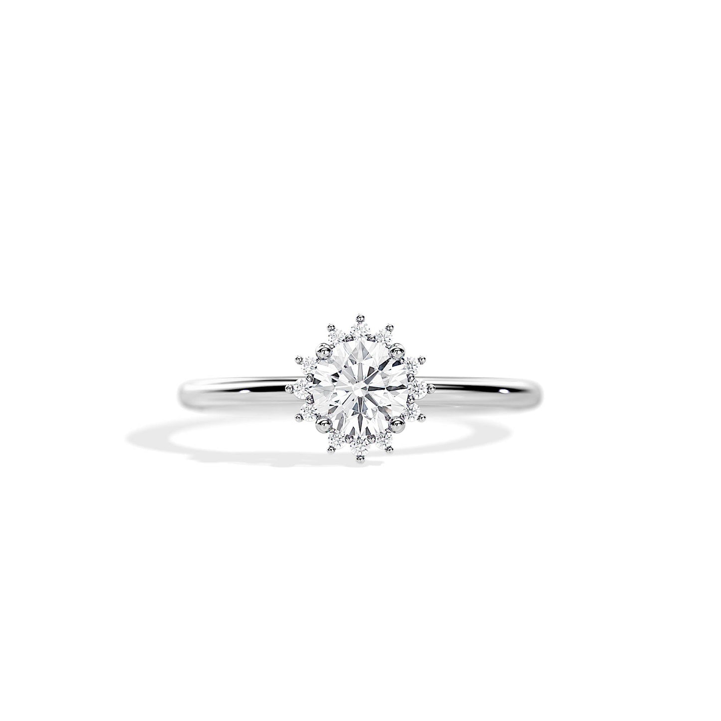 0.50 CT Round Cut Moissanite Halo Style Engagement Ring