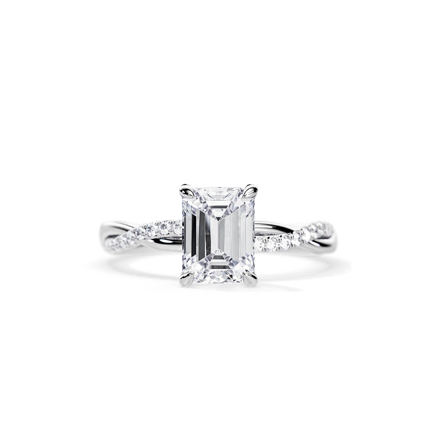 2.50 CT Emerald Cut Moissanite Twisted Engagement Ring