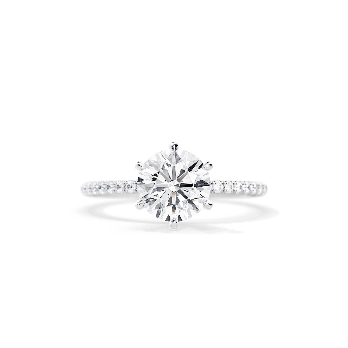 2.0 CT Round Cut Moissanite Pave Setting Engagement Ring