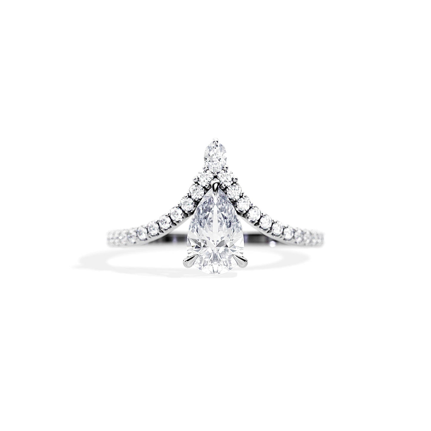 1.0 CT Pear Cut Moissanite Chevron Setting Engagement Ring