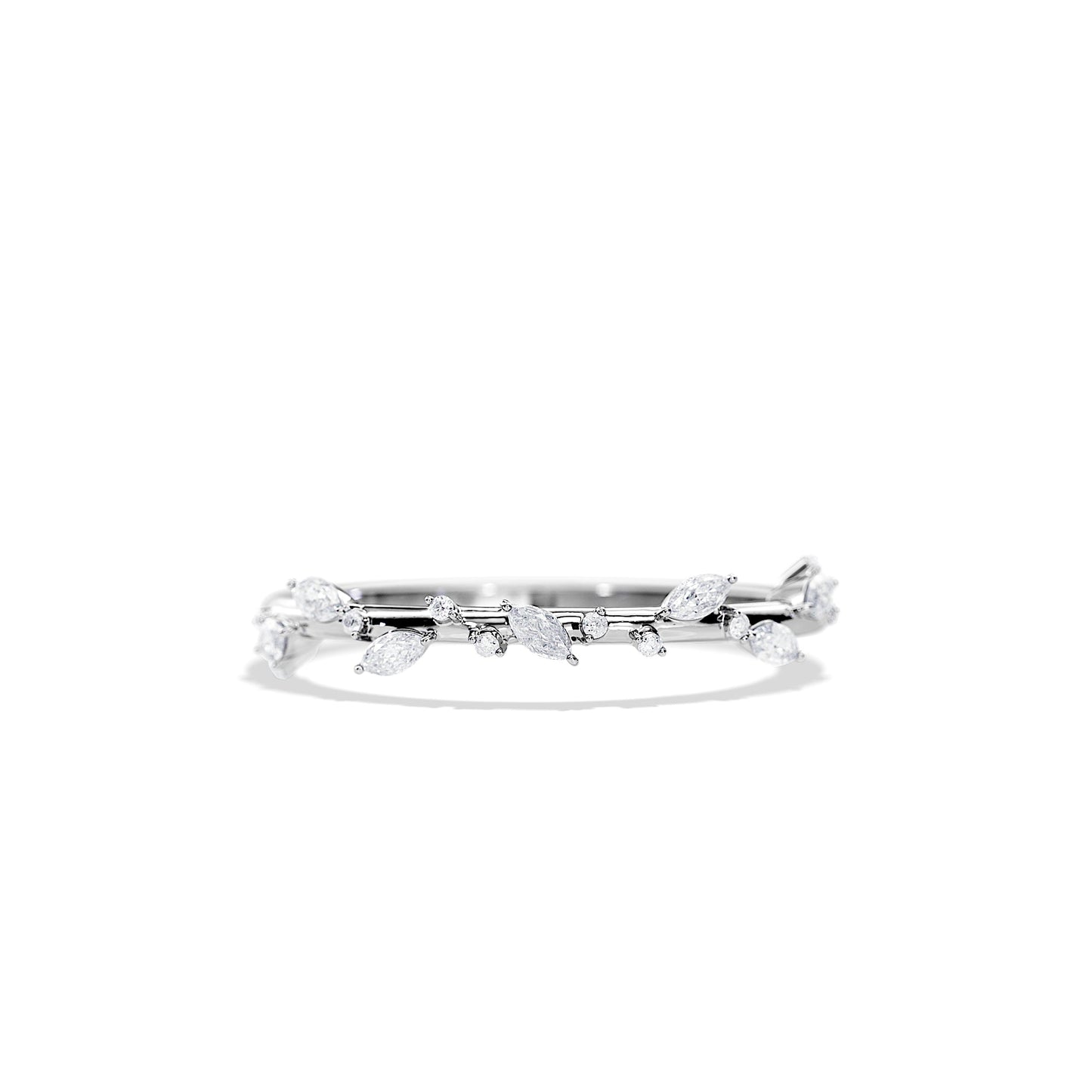 0.25 TCW Round Leaf Style Wedding Band