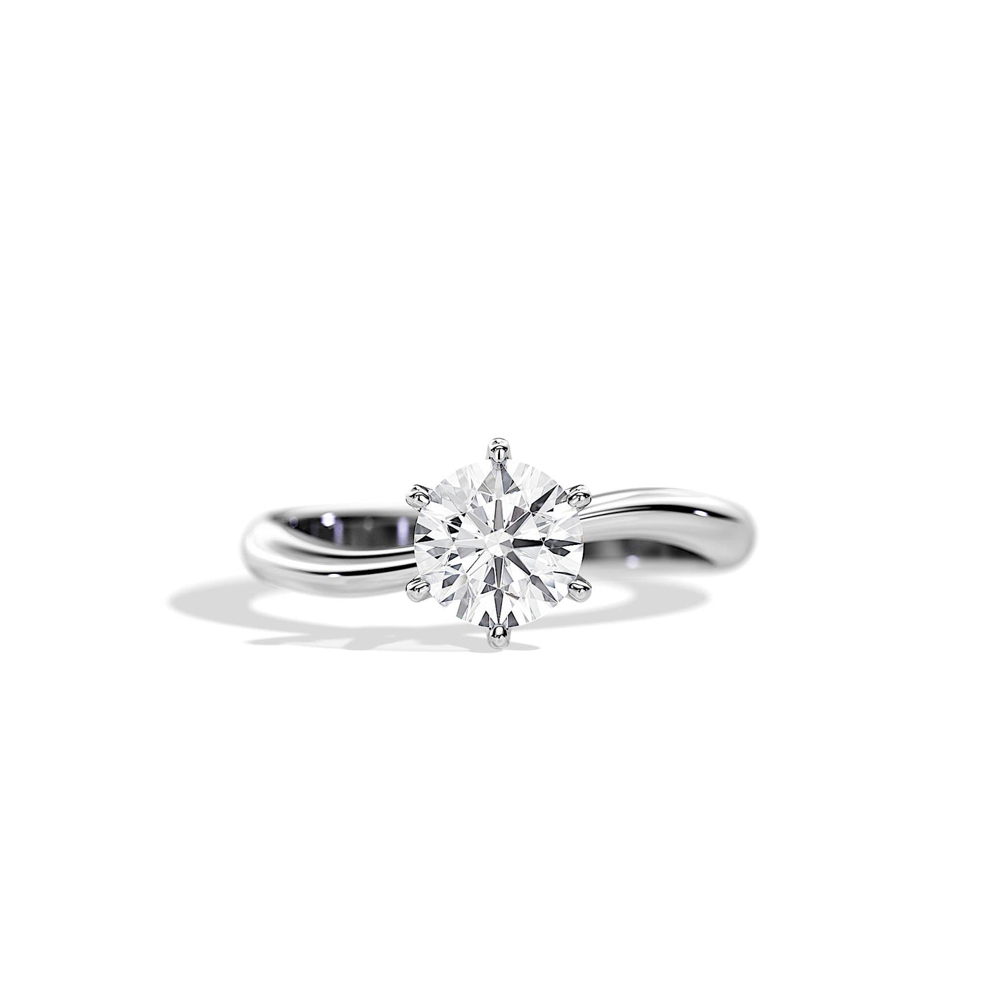 1.0 CT Round Moissanite Solitaire Setting Engagement Ring