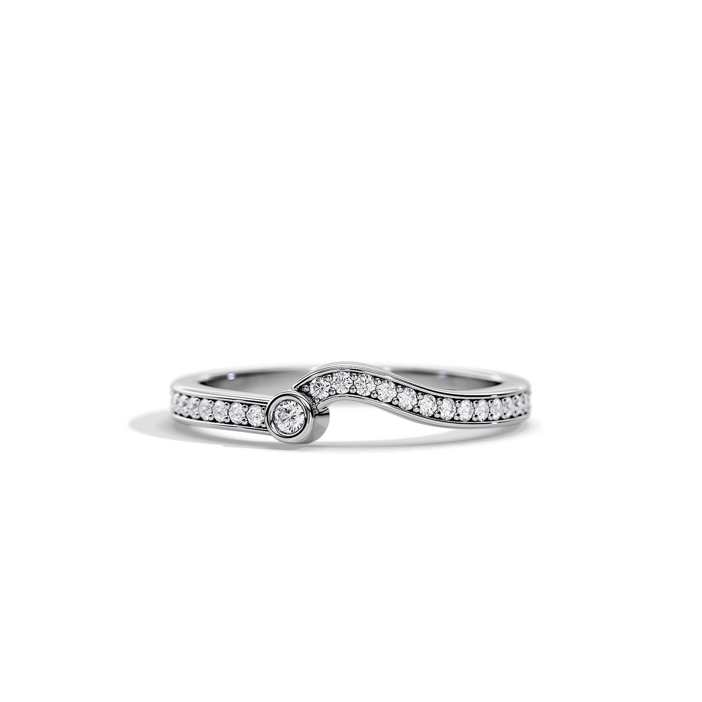 0.20 TCW Round Wave Pave Moissanite Wedding Band