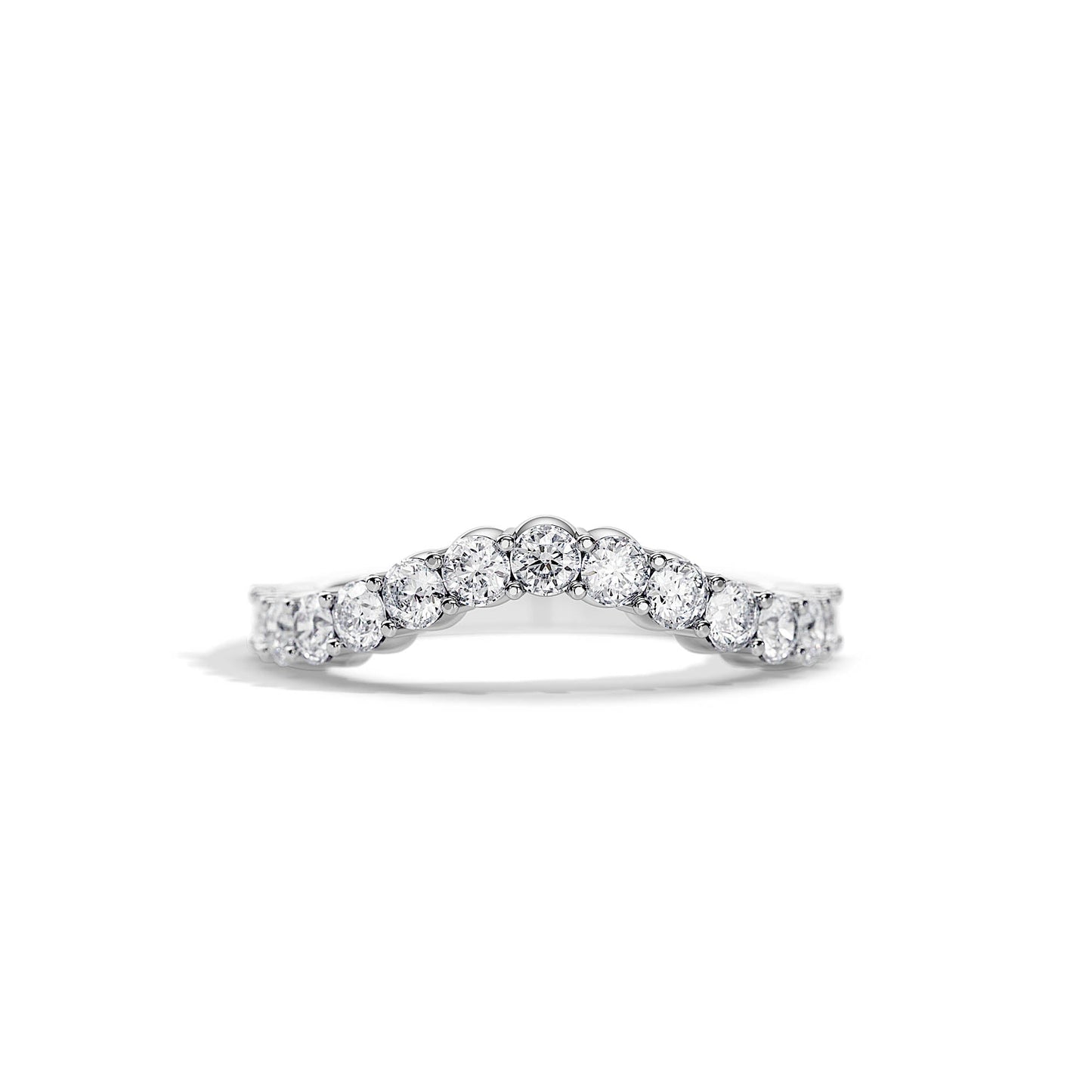 0.8 TCW Round Curved Moissanite Wedding Band