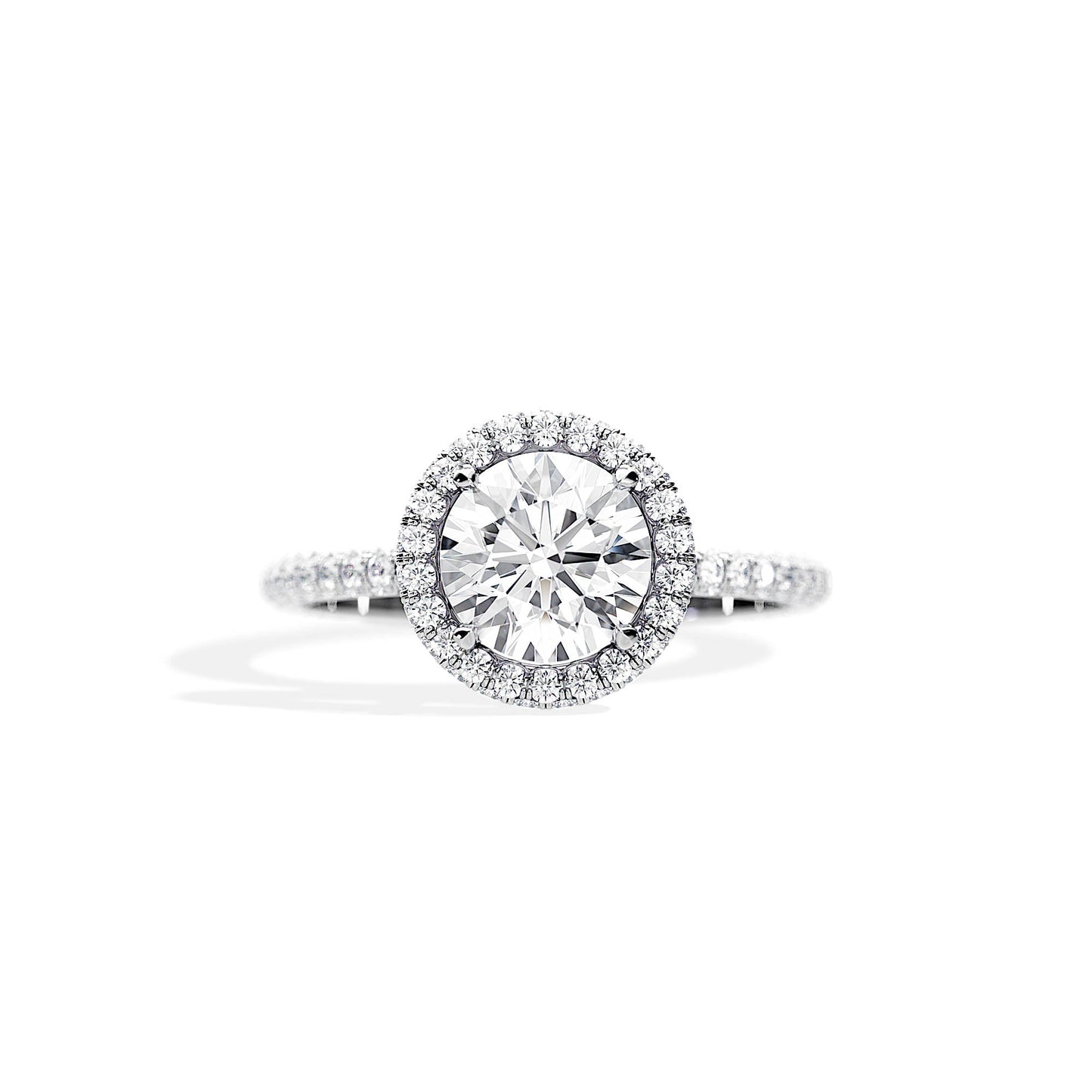 1.50 CT Round Cut Halo & Pave Moissanite Engagement Ring