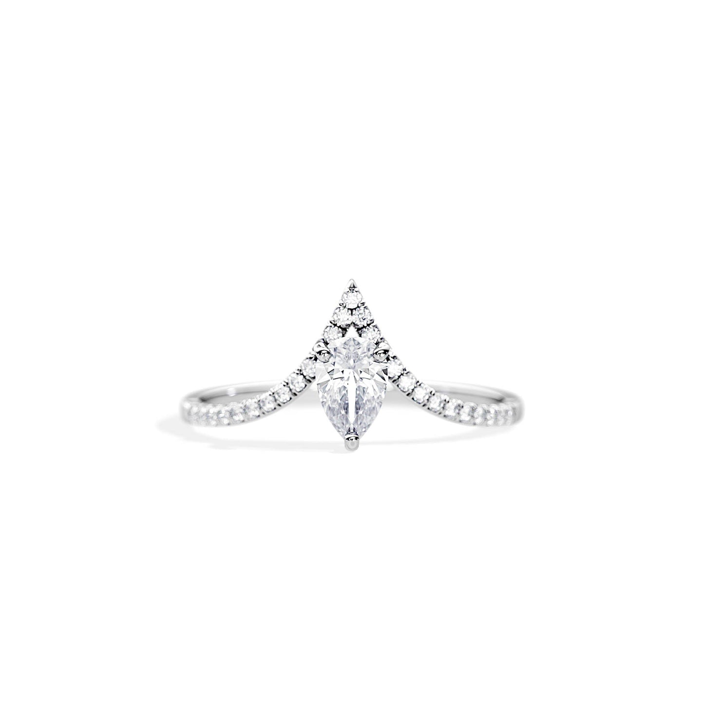 0.50 CT Pear Cut Moissanite Chevron Setting Engagement Ring