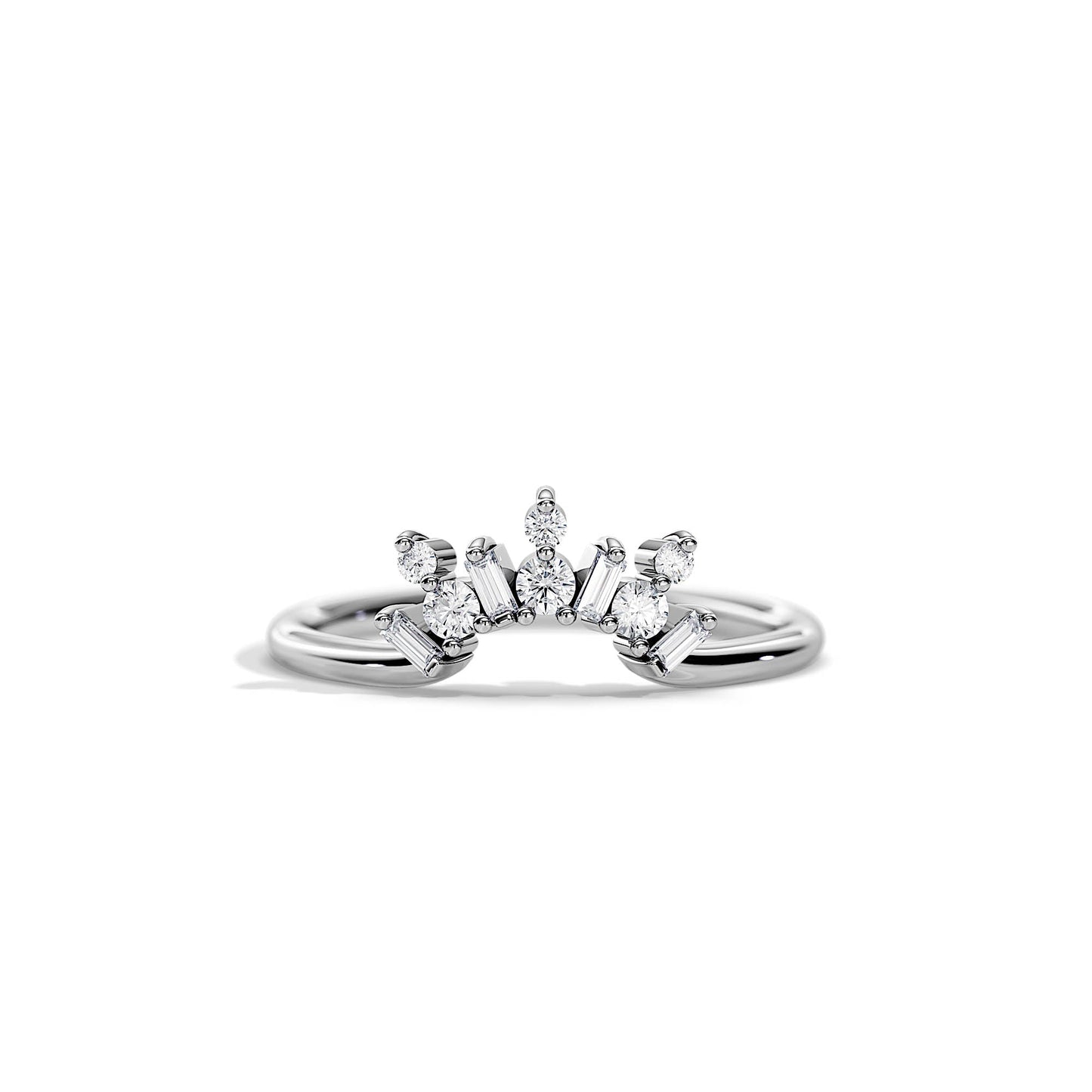 0.33 TCW Baguette/ Round Curved Wedding Band