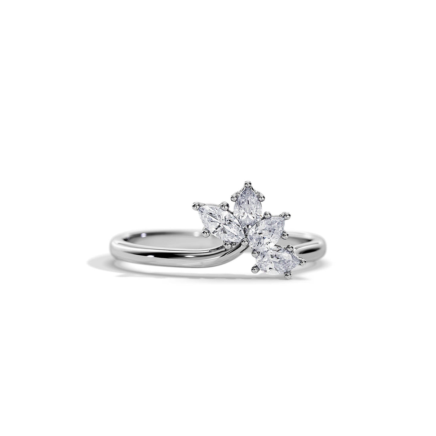 0.65 TCW Pear / Baguette Butterfly Moissanite Wedding Band