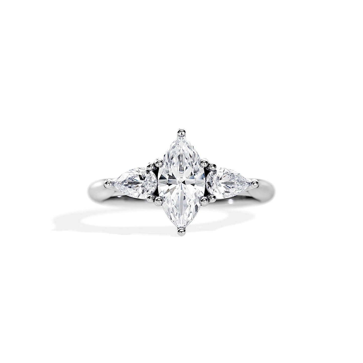 2.0 CT Marquise Cut Moissanite Three Stone Style Engagement Ring