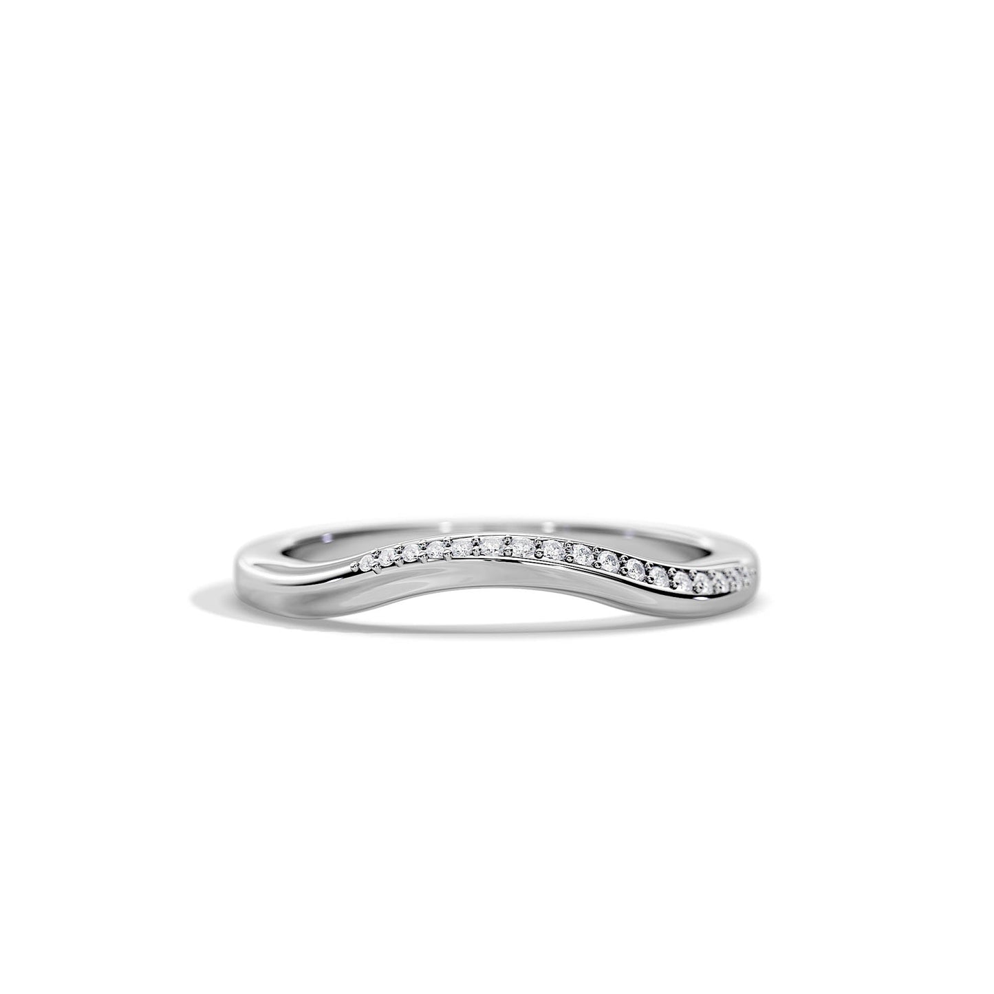 0.07 TCW Round Curved Moissanite Wedding Band