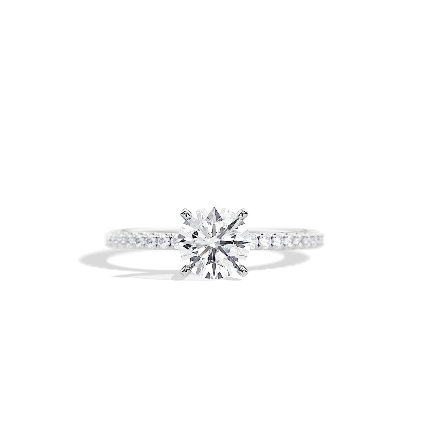 1.0 CT Round Moissanite Pave Style Engagement Ring