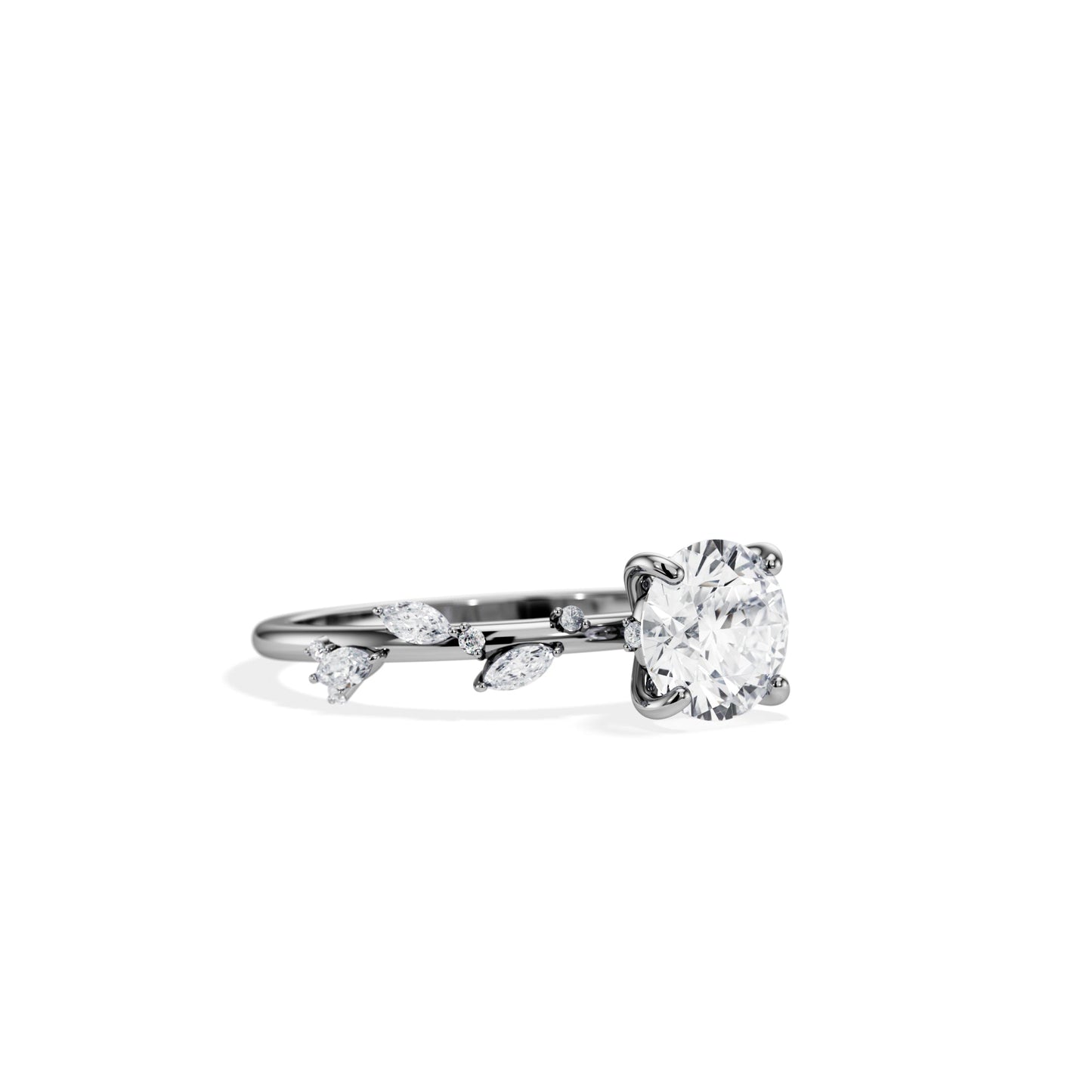 1.0 CT Round Cut Moissanite Twig Setting Engagement Ring