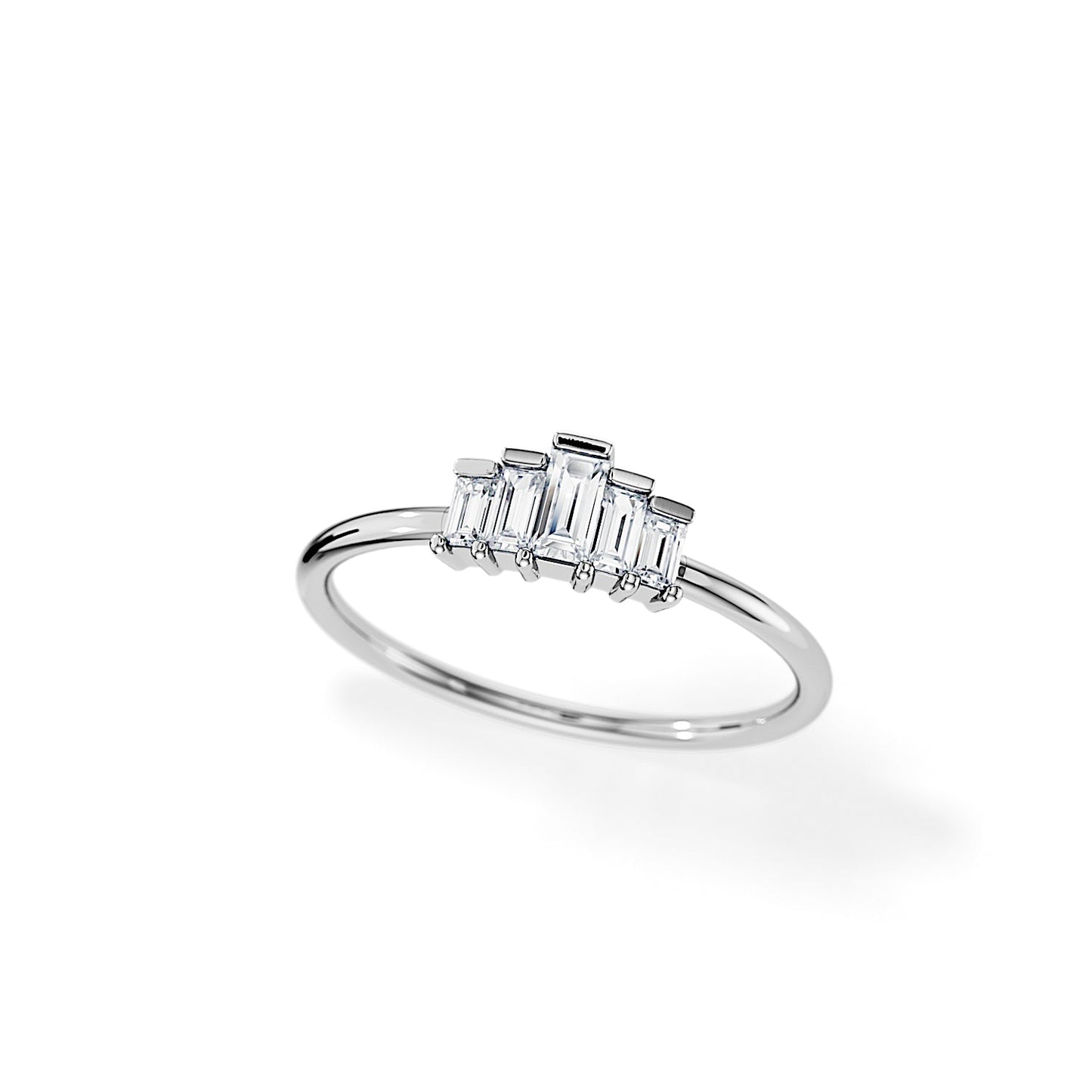 0.30 TCW Baguette Bezel Art Deco Style Moissanite Wedding Band