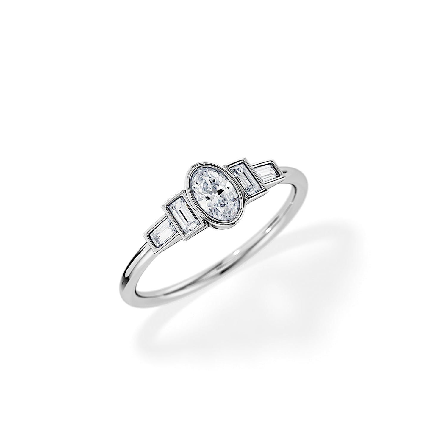 1.50 CT Oval Cut Moissanite Five Stone Setting Engagement Ring