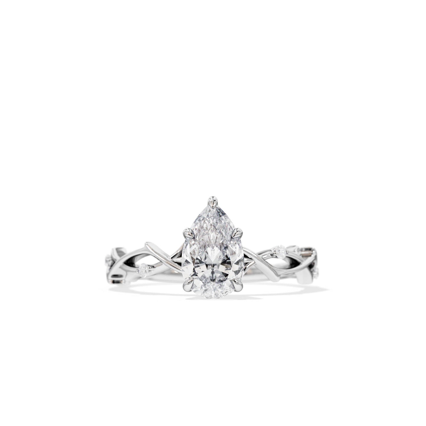 1.50 CT Pear Cut Moissanite Twig Setting Engagement Ring