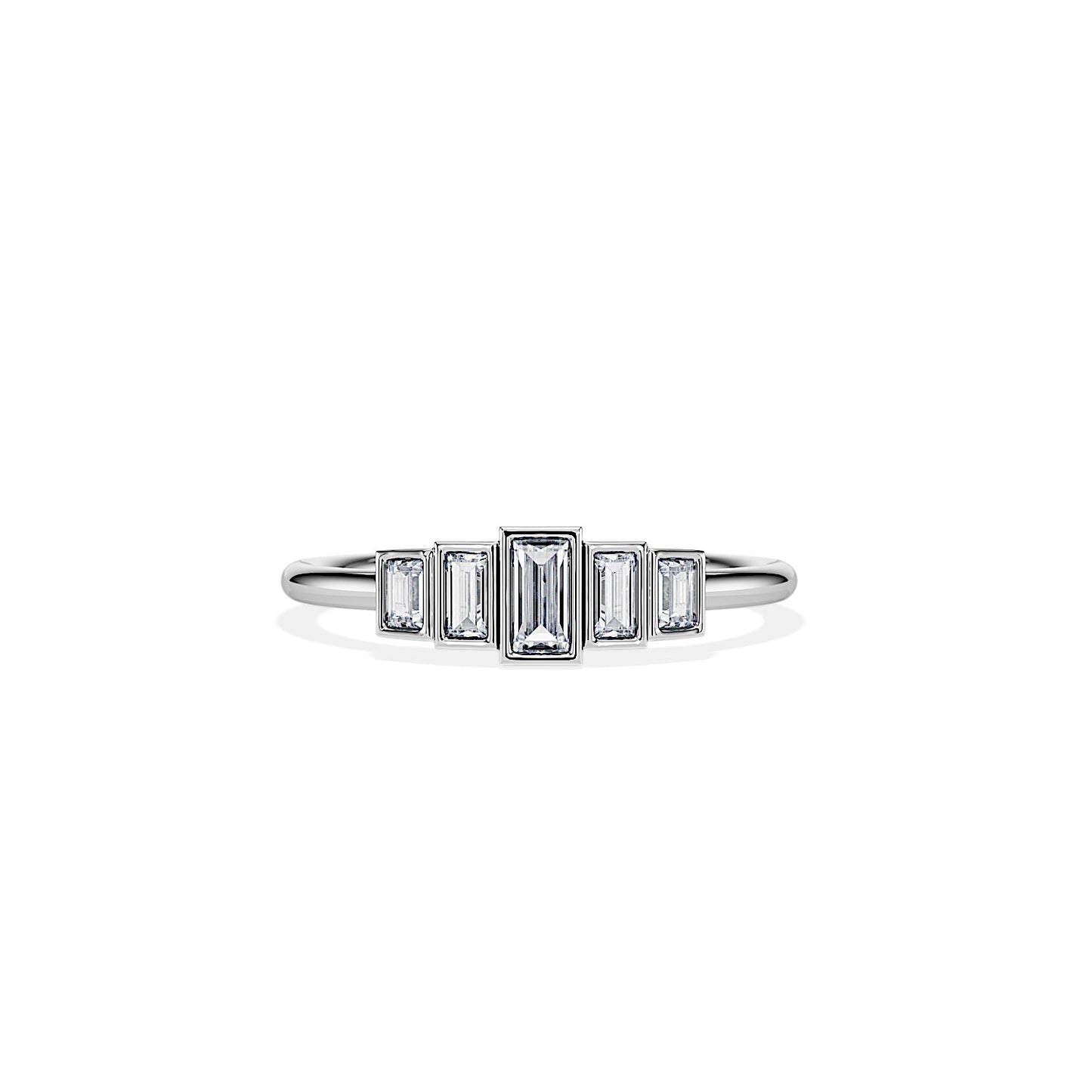 0.30 TCW Baguette Bezel Art Deco Moissanite Wedding Band