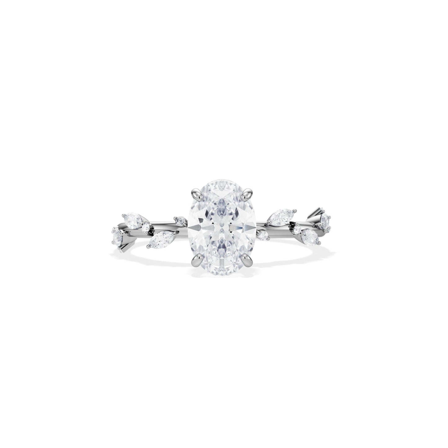 1.50 CT Oval Cut Moissanite Dainty Setting Engagement Ring