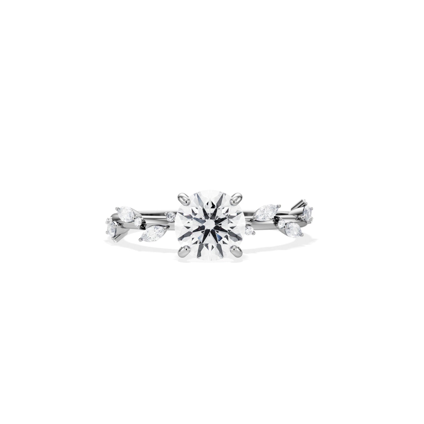 1.0 CT Round Cut Moissanite Twig Setting Engagement Ring