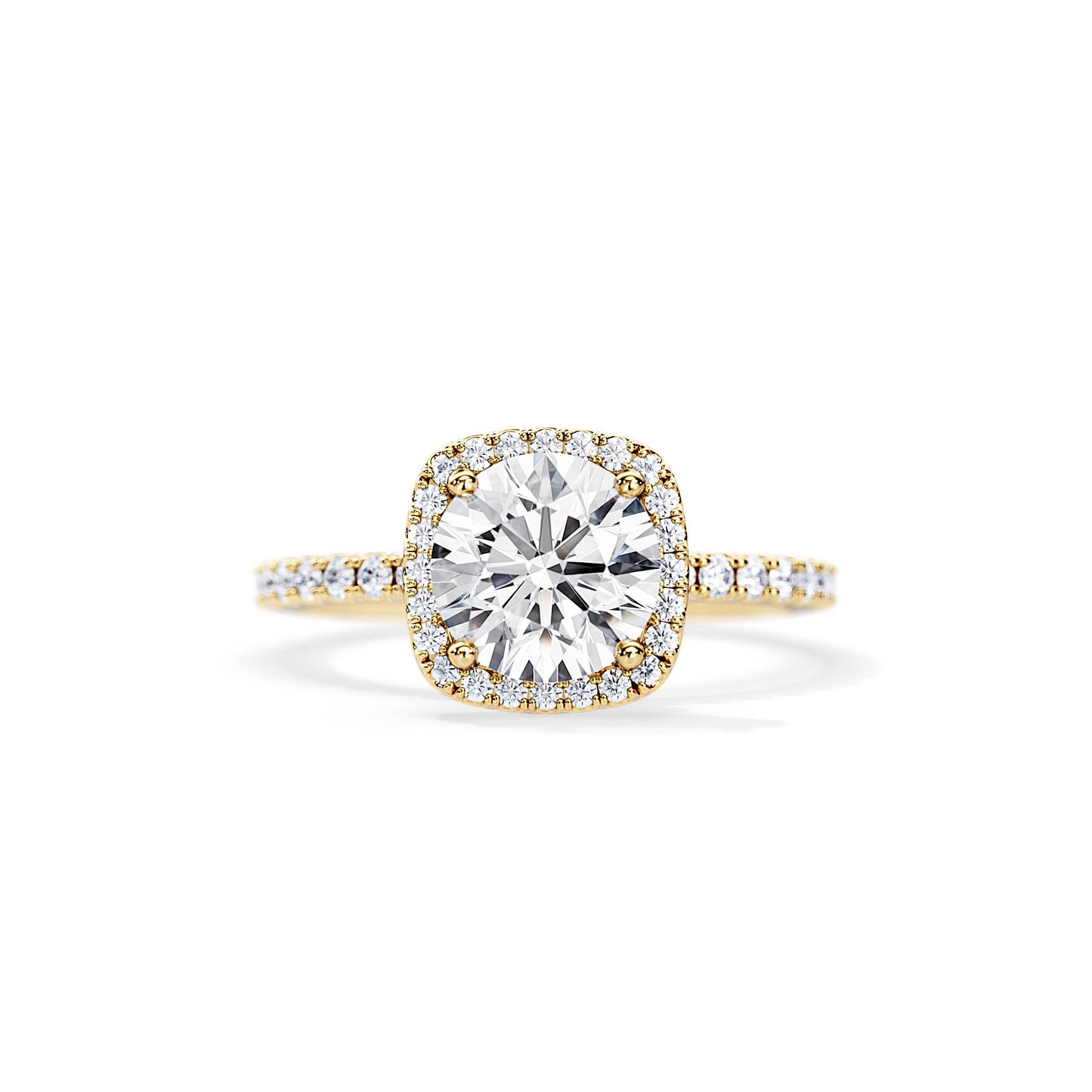 2.0 CT Round Cut Moissanite Halo & Pave Engagement Ring