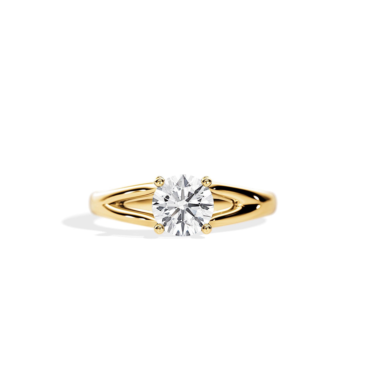 1.0 CT Round Moissanite Split Shank Style Engagement Ring