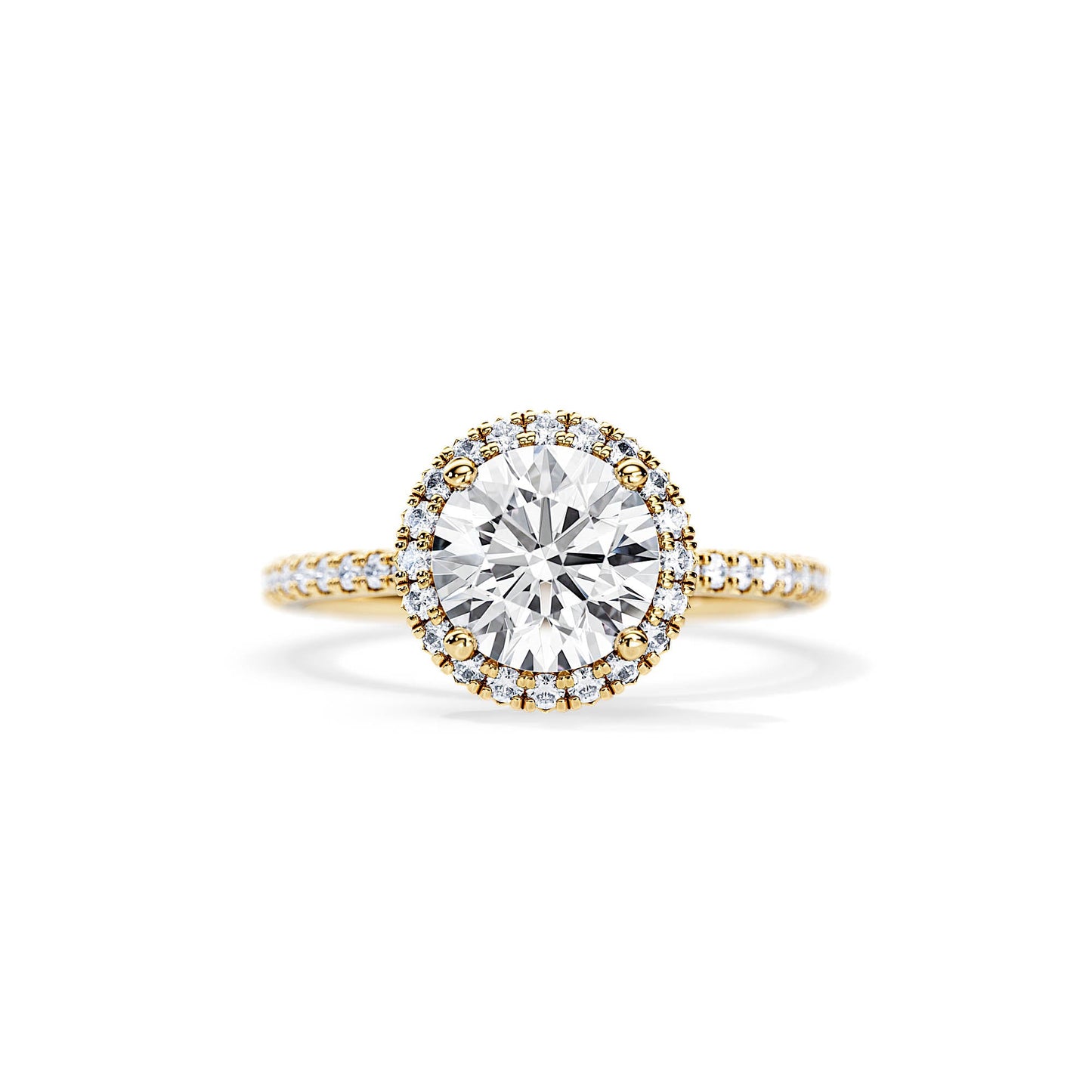 2.0 CT Round Cut Moissanite Halo Style & Pave Setting Engagement Ring